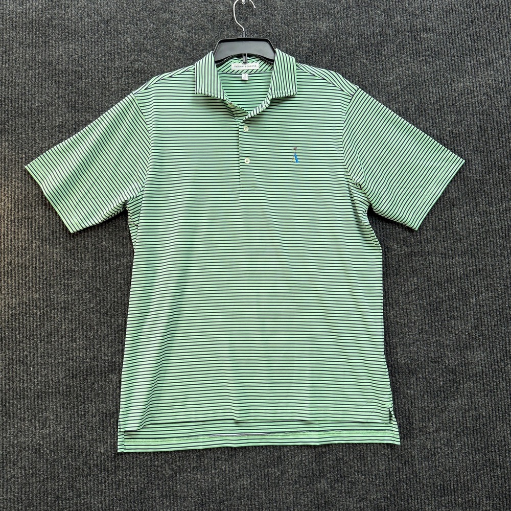 Fairway & Greene Golf Polo Mens M Medium Green Navy Stripe Performance Golfcore